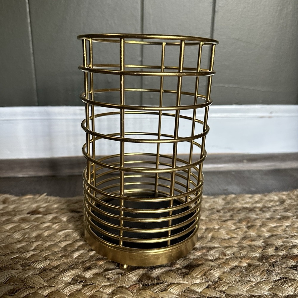 Gold Toned Brass-y Wired Utensil Holden‎ Kitchen MCM Unbranded 7" Tall